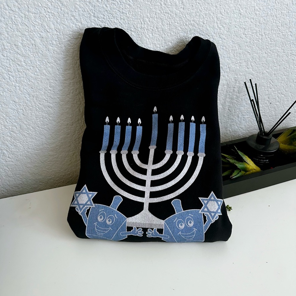 Black Hanukkah Menorah Sweatshirt
